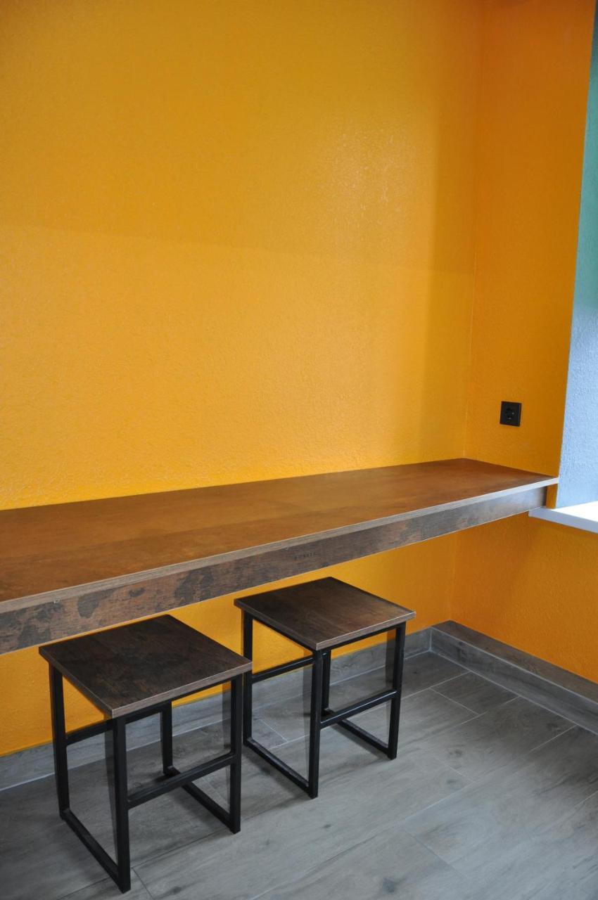 Full House Capsule Hostel Rivne Kültér fotó A concrete countertop